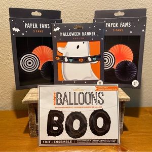 Halloween Party Decorations, Boo Balloon Banner, Halloween Banner & Paper Fans